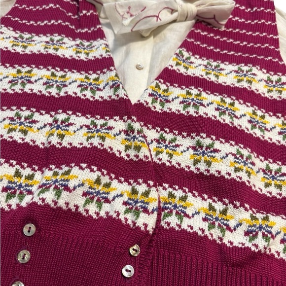 🌸 Cullinane Fair Isle Knit Cardigan Sweater w/ Linen Blouse Women’s 6‎ 🌸 - Picture 2 of 6